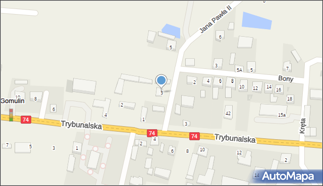 Gomulin-Kolonia, Jana Pawła II, 3, mapa Gomulin-Kolonia
