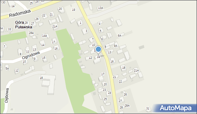 Góra Puławska, Janowiecka, 14, mapa Góra Puławska