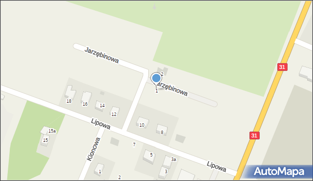 Górzyca, Jarzębinowa, 1, mapa Górzyca