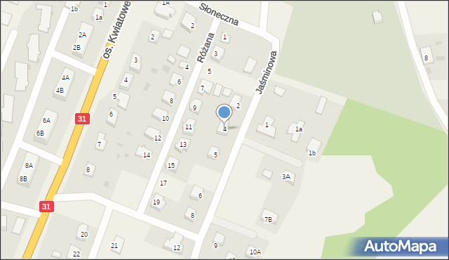 Górzyca, Jaśminowa, 4, mapa Górzyca