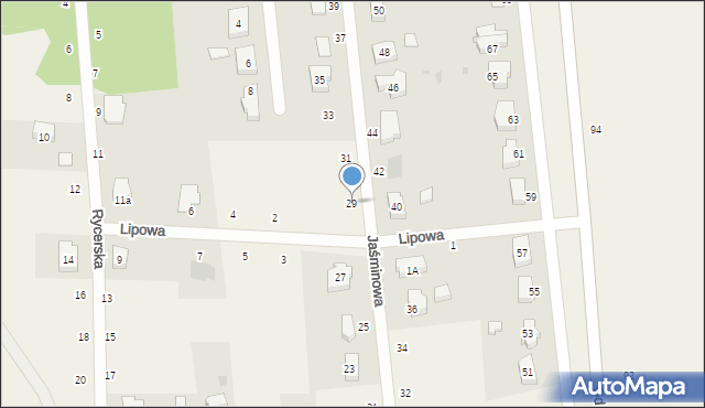 Grabiny-Zameczek, Jaśminowa, 29, mapa Grabiny-Zameczek