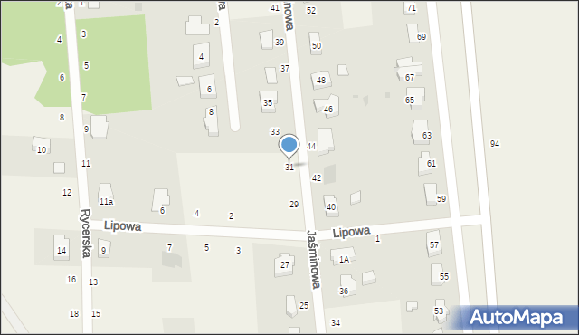 Grabiny-Zameczek, Jaśminowa, 31, mapa Grabiny-Zameczek