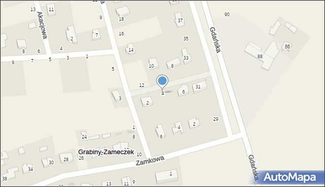 Grabiny-Zameczek, Jaśminowa, 4, mapa Grabiny-Zameczek