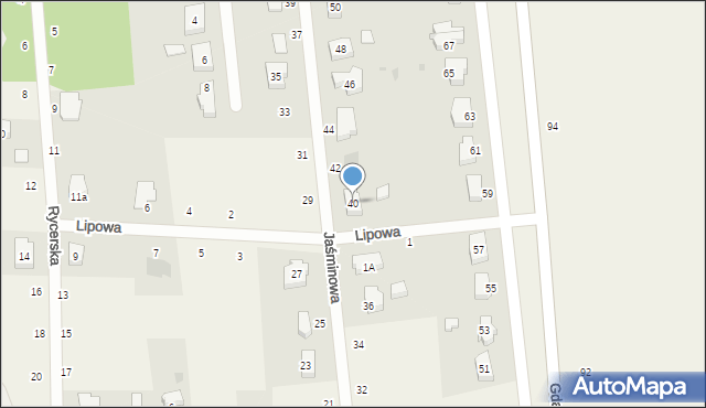 Grabiny-Zameczek, Jaśminowa, 40, mapa Grabiny-Zameczek