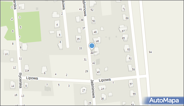 Grabiny-Zameczek, Jaśminowa, 44, mapa Grabiny-Zameczek