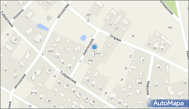 Grębów, Jaśminowa, 4, mapa Grębów