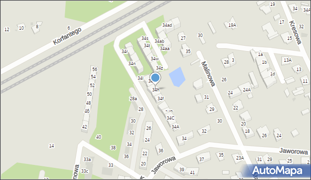 Grodzisk Mazowiecki, Jaworowa, 34h, mapa Grodzisk Mazowiecki