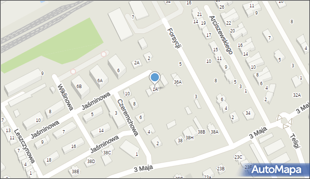Grodzisk Mazowiecki, Jaśminowa, 1A, mapa Grodzisk Mazowiecki