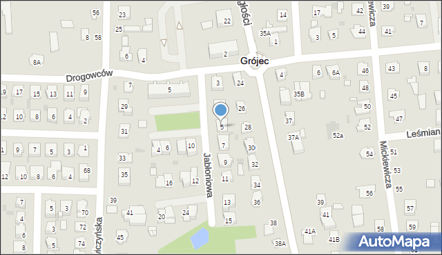 Grójec, Jabłoniowa, 5, mapa Grójec