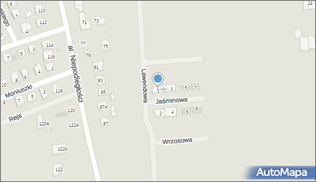 Grójec, Jaśminowa, 1, mapa Grójec