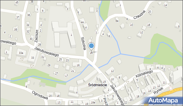 Grybów, Jakubowskiego, 16, mapa Grybów