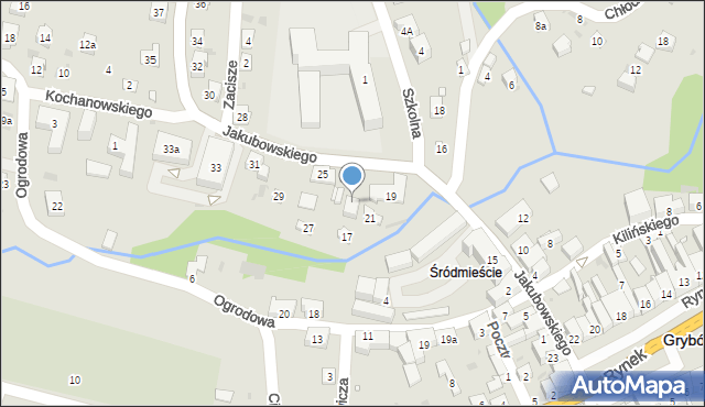Grybów, Jakubowskiego, 25A, mapa Grybów