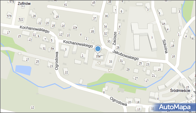 Grybów, Jakubowskiego, 33a, mapa Grybów