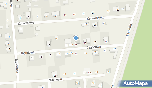 Grzybowo, Jagodowa, 13, mapa Grzybowo