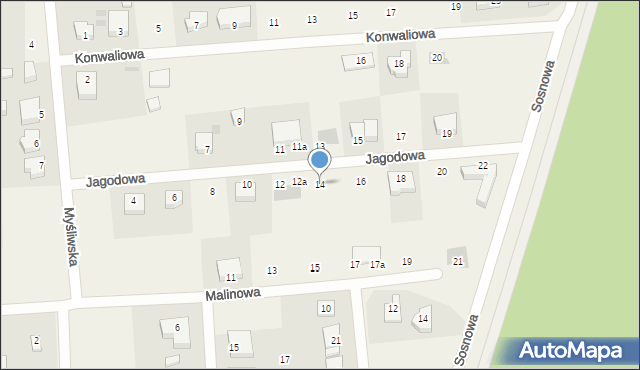 Grzybowo, Jagodowa, 14, mapa Grzybowo