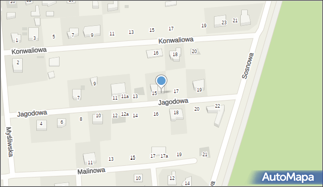 Grzybowo, Jagodowa, 15a, mapa Grzybowo