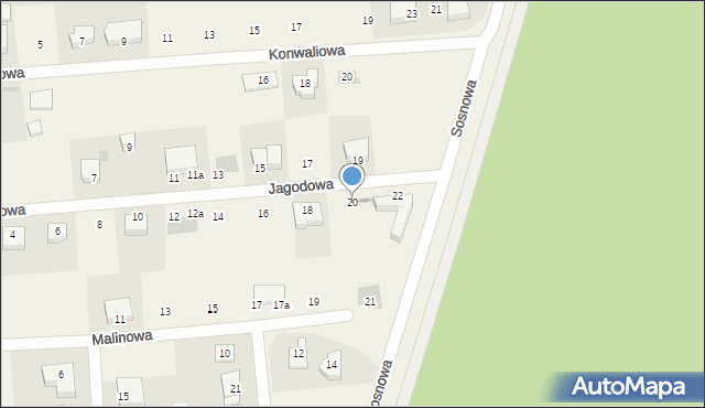 Grzybowo, Jagodowa, 20, mapa Grzybowo