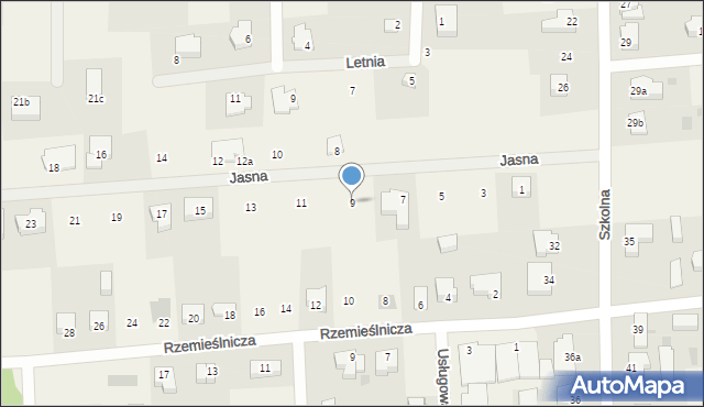 Grzybowo, Jasna, 9, mapa Grzybowo