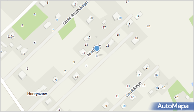 Henryszew, Jaśminowa, 11, mapa Henryszew