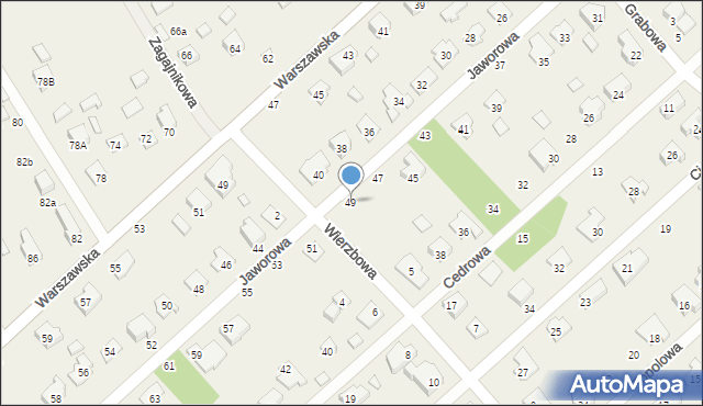 Hipolitów, Jaworowa, 49, mapa Hipolitów