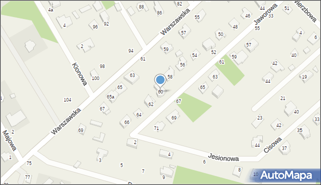 Hipolitów, Jaworowa, 60, mapa Hipolitów