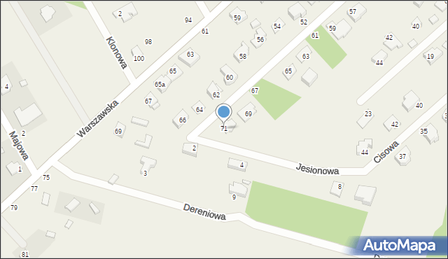 Hipolitów, Jaworowa, 71, mapa Hipolitów