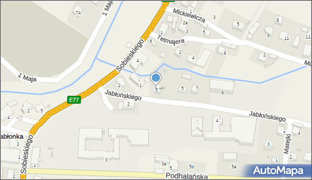 Jabłonka, Jabłońskiego Piusa, 3, mapa Jabłonka