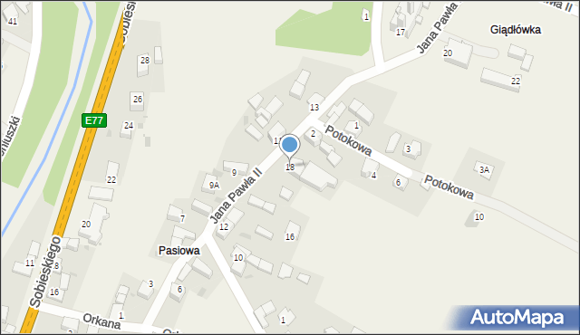 Jabłonka, Jana Pawła II, 18, mapa Jabłonka