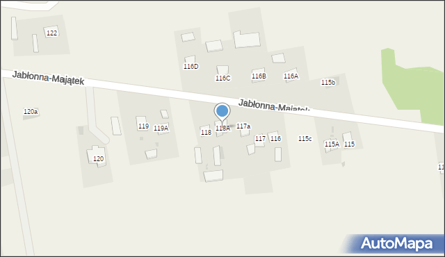 Jabłonna-Majątek, Jabłonna-Majątek, 118A, mapa Jabłonna-Majątek
