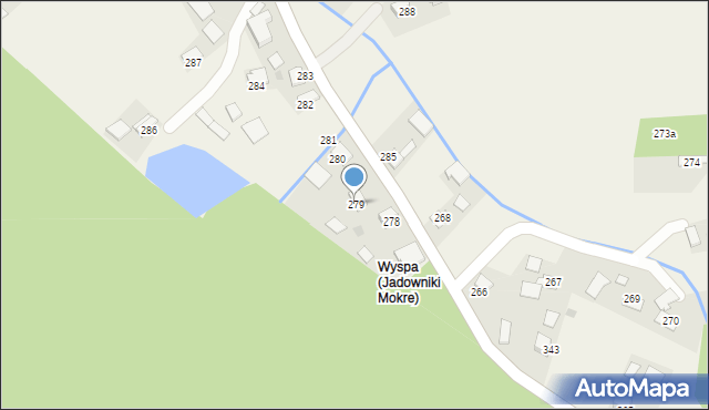 Jadowniki Mokre, Jadowniki Mokre, 279, mapa Jadowniki Mokre