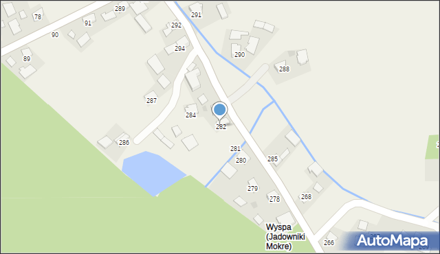Jadowniki Mokre, Jadowniki Mokre, 282, mapa Jadowniki Mokre