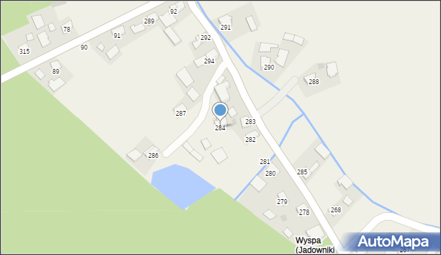 Jadowniki Mokre, Jadowniki Mokre, 284, mapa Jadowniki Mokre