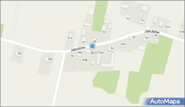 Jakubów, Jakubów, 65, mapa Jakubów