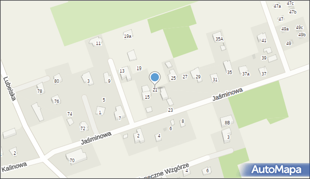 Jakubowice Konińskie-Kolonia, Jaśminowa, 21, mapa Jakubowice Konińskie-Kolonia