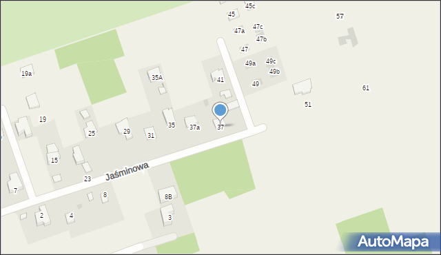 Jakubowice Konińskie-Kolonia, Jaśminowa, 37, mapa Jakubowice Konińskie-Kolonia