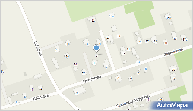 Jakubowice Konińskie-Kolonia, Jaśminowa, 5, mapa Jakubowice Konińskie-Kolonia