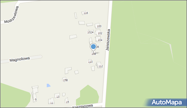 Janiszew, Janiszewska, 108, mapa Janiszew