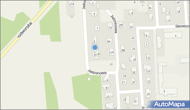 Janówek Pierwszy, Jaśminowa, 11, mapa Janówek Pierwszy