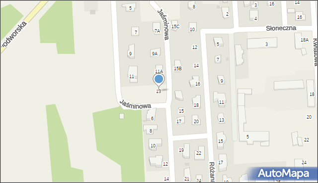 Janówek Pierwszy, Jaśminowa, 13, mapa Janówek Pierwszy