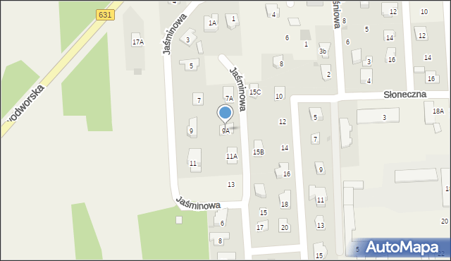 Janówek Pierwszy, Jaśminowa, 9A, mapa Janówek Pierwszy