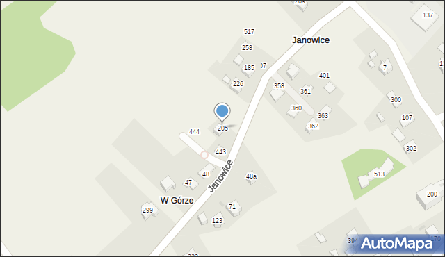 Janowice, Janowice, 205, mapa Janowice