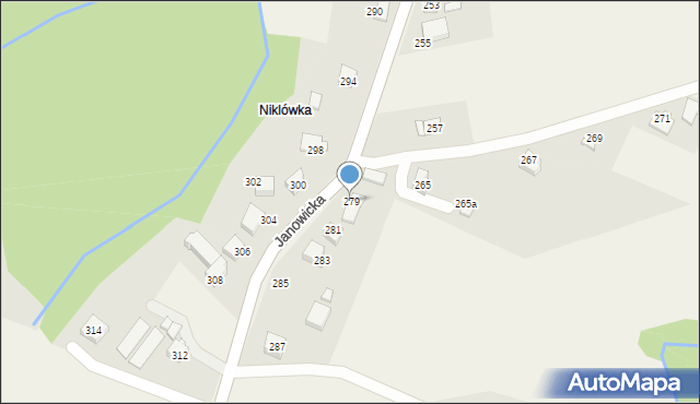 Janowice, Janowicka, 279, mapa Janowice