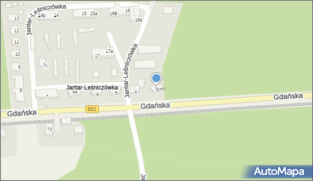 Jantar-Leśniczówka, Jantar-Leśniczówka, 3A, mapa Jantar-Leśniczówka