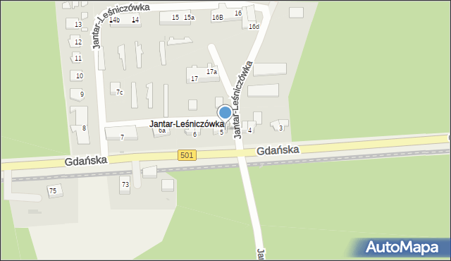 Jantar-Leśniczówka, Jantar-Leśniczówka, 5A, mapa Jantar-Leśniczówka