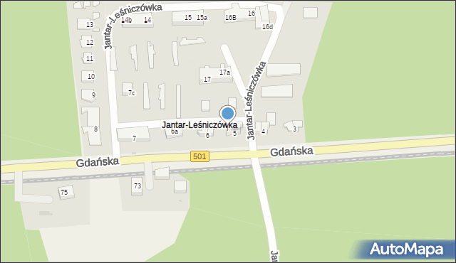 Jantar-Leśniczówka, Jantar-Leśniczówka, 5B, mapa Jantar-Leśniczówka