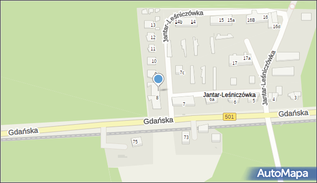 Jantar-Leśniczówka, Jantar-Leśniczówka, 8a, mapa Jantar-Leśniczówka