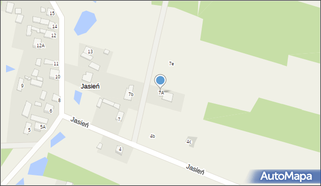 Jasień, Jasień, 7A, mapa Jasień