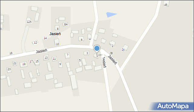 Jasień, Jasień, 1, mapa Jasień