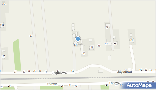 Jasień, Jagodowa, 53A, mapa Jasień