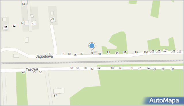 Jasień, Jagodowa, 89, mapa Jasień